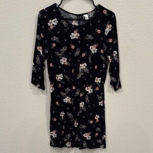 H&M Black Dress with Pink and White Flowers